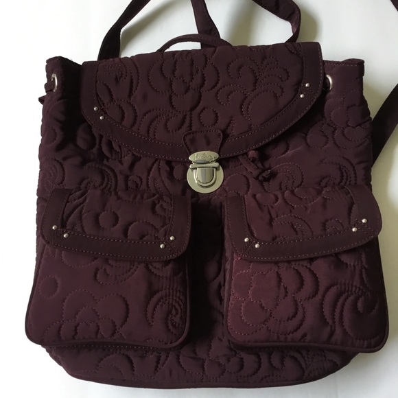 Vera Bradley Plum and Floral Quilted Backpack - Picture 2 of 15